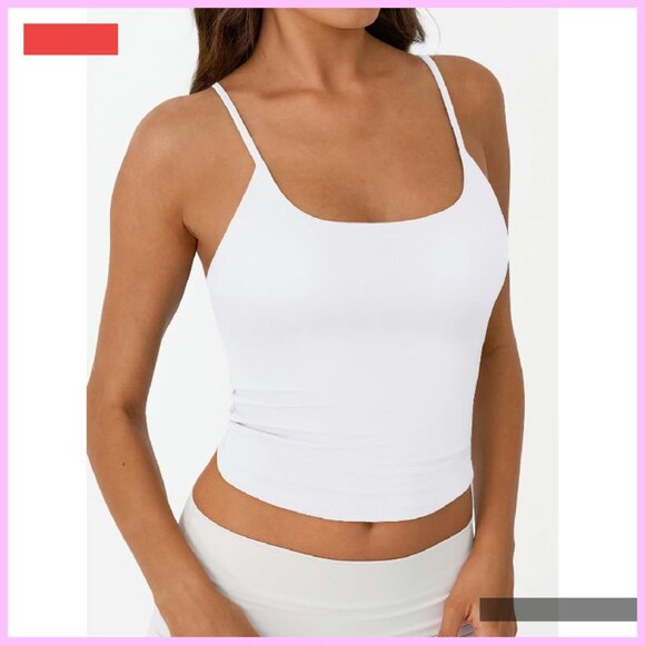 Double Lined Spaghetti Strap Tank Top, Y2K Workout Camisole, XS-L - Picture 3 of 4